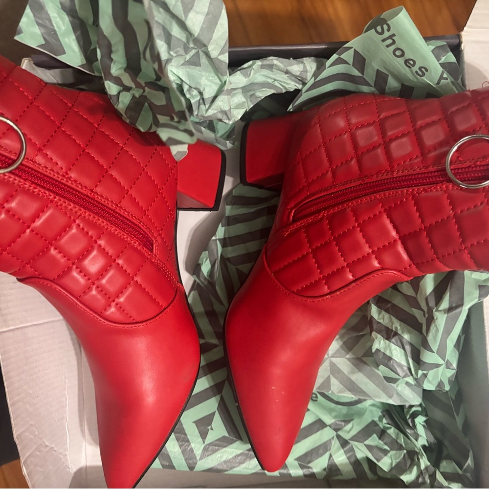 Trary Red Quilted Heeled Boots